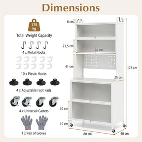 6-Tier Kitchen Pantry Cabinet, Buffet Cabinet with Hutch, Flip Doors, Microwave Countertop