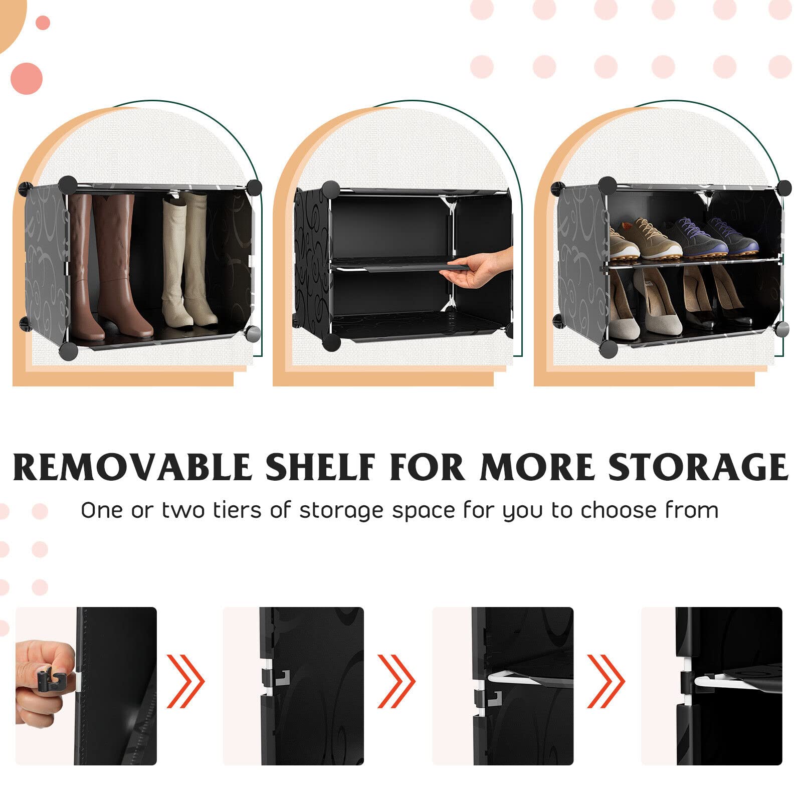 Giantex 12-Cube Shoe Rack Organizer, 48 Pairs Expandable Modular Shoe Storage Cabinet with Door