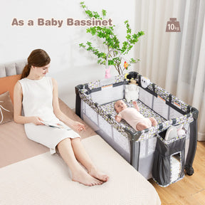 3 in 1 Baby Playard, Convertible Playpen Baby Bassinet w/ Changing Table