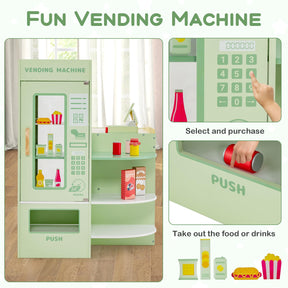 HONEY JOY Wooden Supermarket Play Toy Set, Kids Grocery Store Playset with Checkout Counter