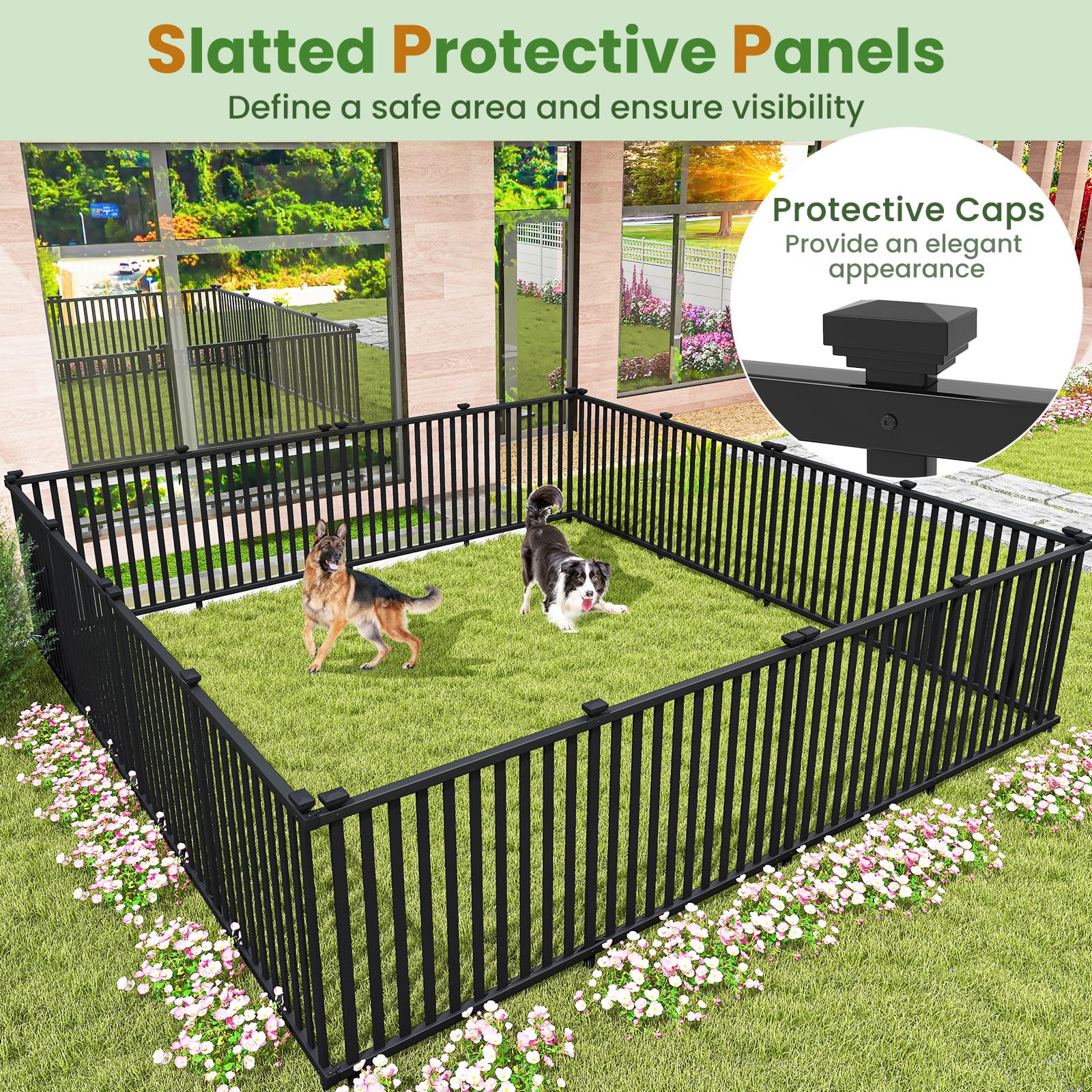 Giantex Picket Fence 2 Panels, 80''W x 37.5''H Decorative Outdoor Garden Fence