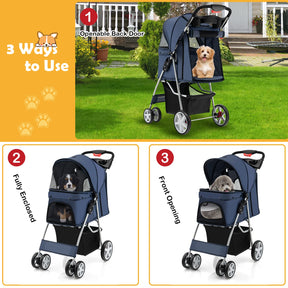 Giantex Folding Dog Stroller for Small Medium Dogs Cats Puppy
