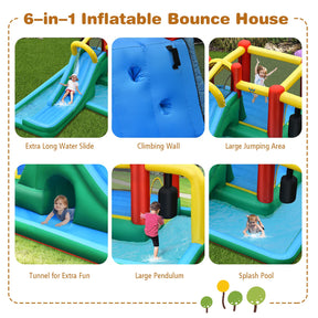 HONEY JOY Inflatable Water Slide, 6-in-1 Kids Water Slide Jumping Bounce House