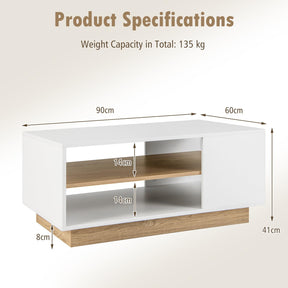 3-Tier Square Coffee Table Tea Table 90cm Cocktail Table Industrial Accent Table