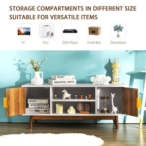 Giantex 2-Door TV Stand for Flat Screen TVs up to 50”, Entertainment Center w/Open Storage Shelf