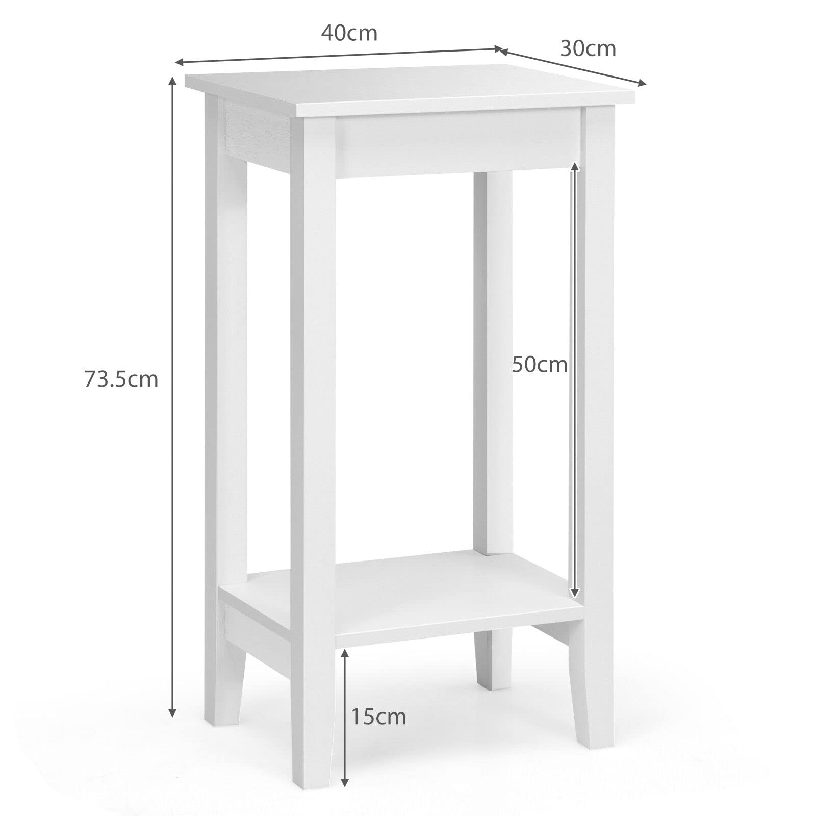 Giantex End Table, Versatile 2-Tier Tall Side Table with 4 Solid Wood Legs, Rectangle Narrow Compact Storage End Table