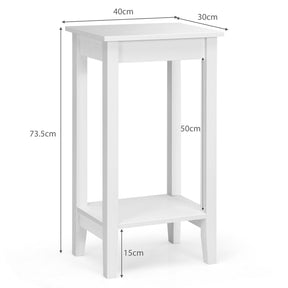 Giantex End Table, Versatile 2-Tier Tall Side Table with 4 Solid Wood Legs, Rectangle Narrow Compact Storage End Table