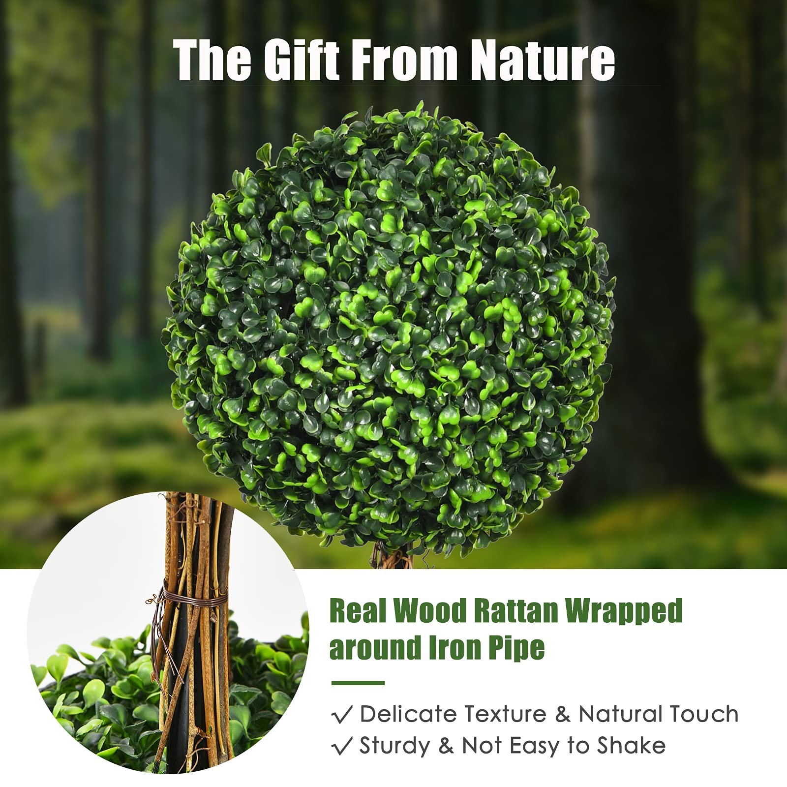 Giantex Topiary Artificial Tree, Fake Greenery Plants w/Realistic Leaves, Decorative Pot