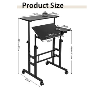 Giantex Mobile Stand up Computer Desk, Rolling Standing Laptop Cart with 2 Tilting Desktops