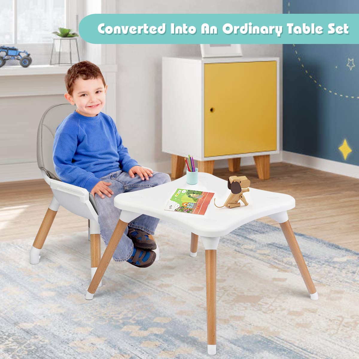 5 in 1 High Chair, Convertible High Chairs for Babies and Toddlers/Booster Seat/Table and Chair Set