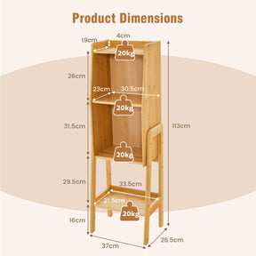 Giantex Bamboo Bookshelf, Modern Bookcase w/Legs