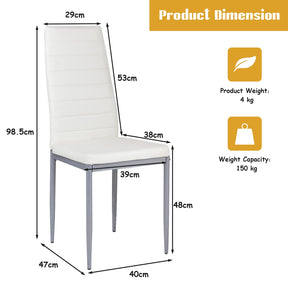 Giantex Set of 4 Dining Chairs with High Backrest, Kitchen Chair with Metal Legs, Leather Seat