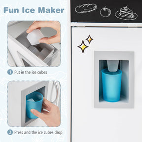 HONEY JOY Pretend Play Kitchen, Toddler Kitchen Playset w/Blackboard, Phone, Microwave, Ice Maker, Dishwasher & Oven