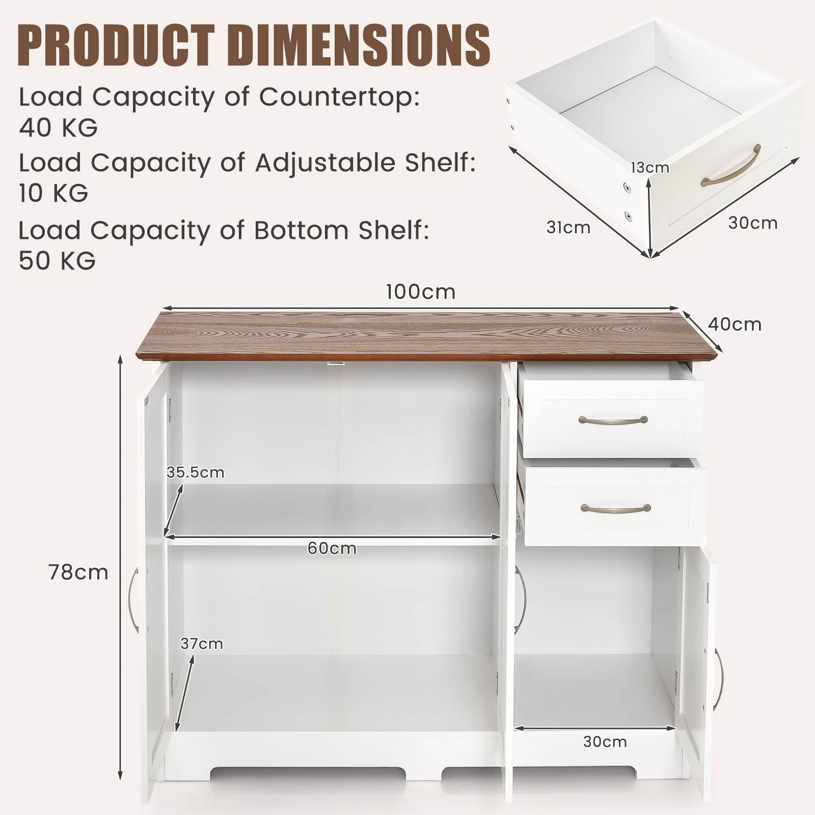 Giantex Kitchen Buffet Cabinet, Modern Storage Cabinet with with 2-Door Cabinet and 2 Drawers
