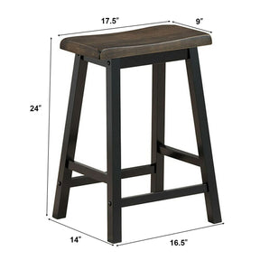 Giantex Set of 2 Bar Stools, Saddle Seat Pub Chair, Wood Vintage Counter Height Stool