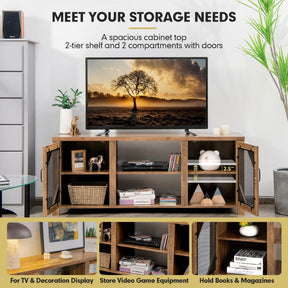 Giantex TV Stand for 65-Inch TV, Media Console Cabinet w/ 2 Metal Mesh Doors & Adjustable Shelves