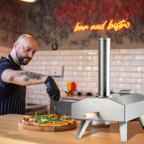 Portable Outdoor Pizza Oven, Foldable Stainless Steel Pizza Maker with 12" Pizza Stone
