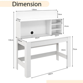 Giantex 120cm Computer Desk with Bookshelf, Home Office Writing Desk with Anti-Tipping Kits & Cable Management Hole