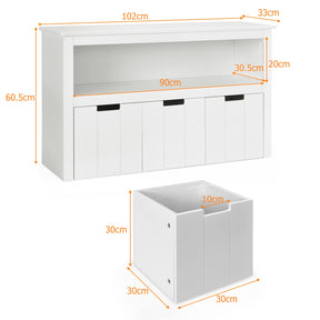 BABY JOY Kids Toy Storage Cabinet with 3 Removable Drawers, Rolling Wheels & Open Shelf