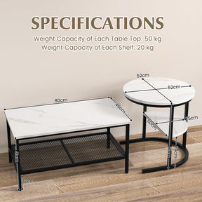 Giantex Nesting Coffee Table Set of 2, Detachable Table Set