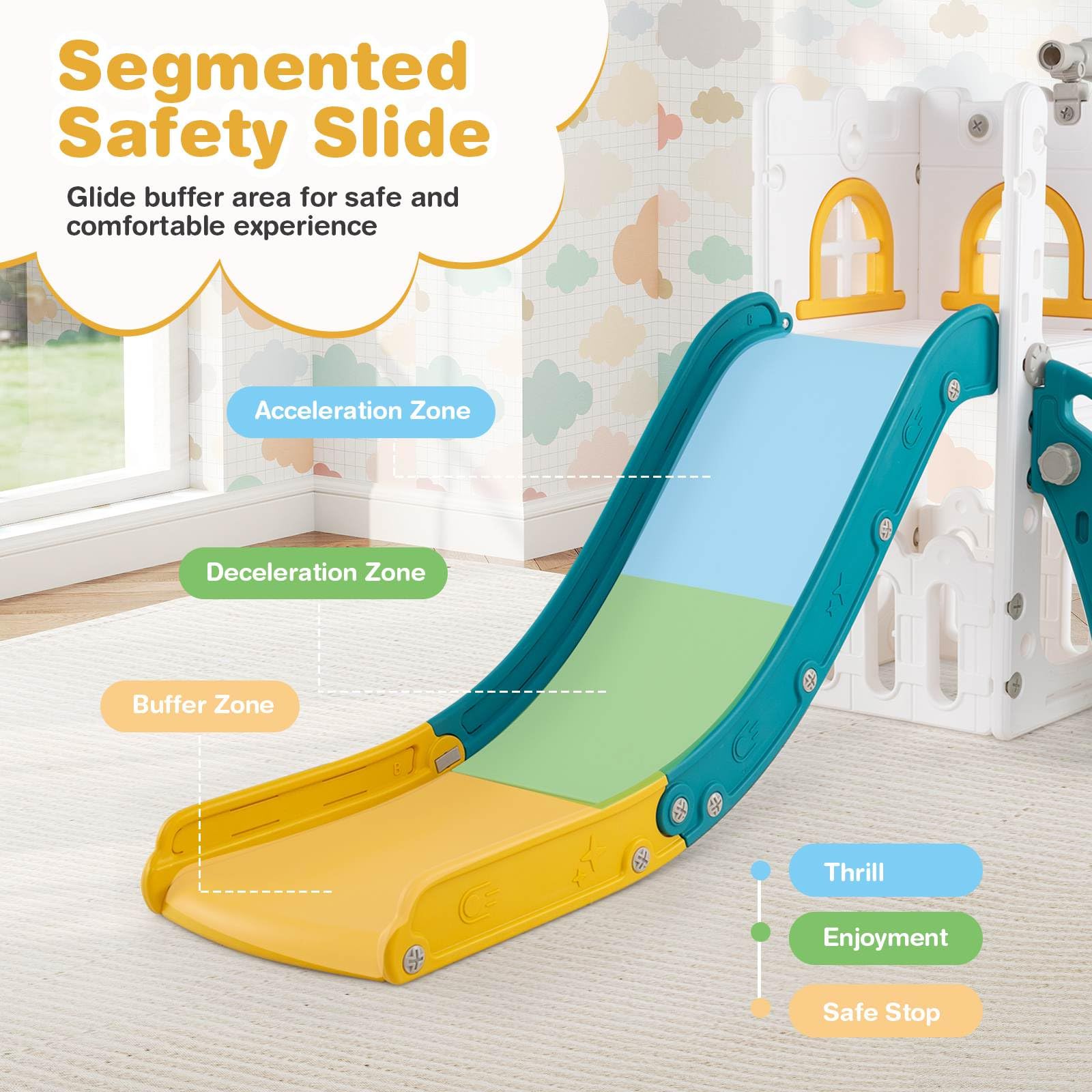HONEY JOY 6 in 1 L-Shaped Toddle Slide for Toddlers Age 1-3
