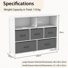 Giantex Fabric Dresser for Bedroom, Wide Chest of Drawers w/ 5 Drawers