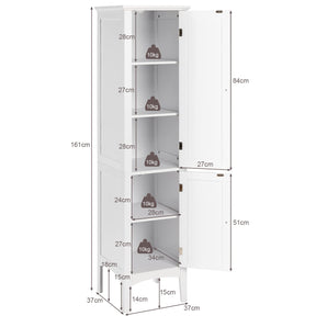 Giantex Bathroom Tall Storage Cabinet, 5-Tier Freestanding Tower Cabinet w/ 2 Shelves & Doors, White