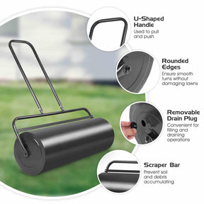 48L/63L Lawn Roller Heavy-Duty Steel Push/Pull Sod Roller Lawn Rolling Machine
