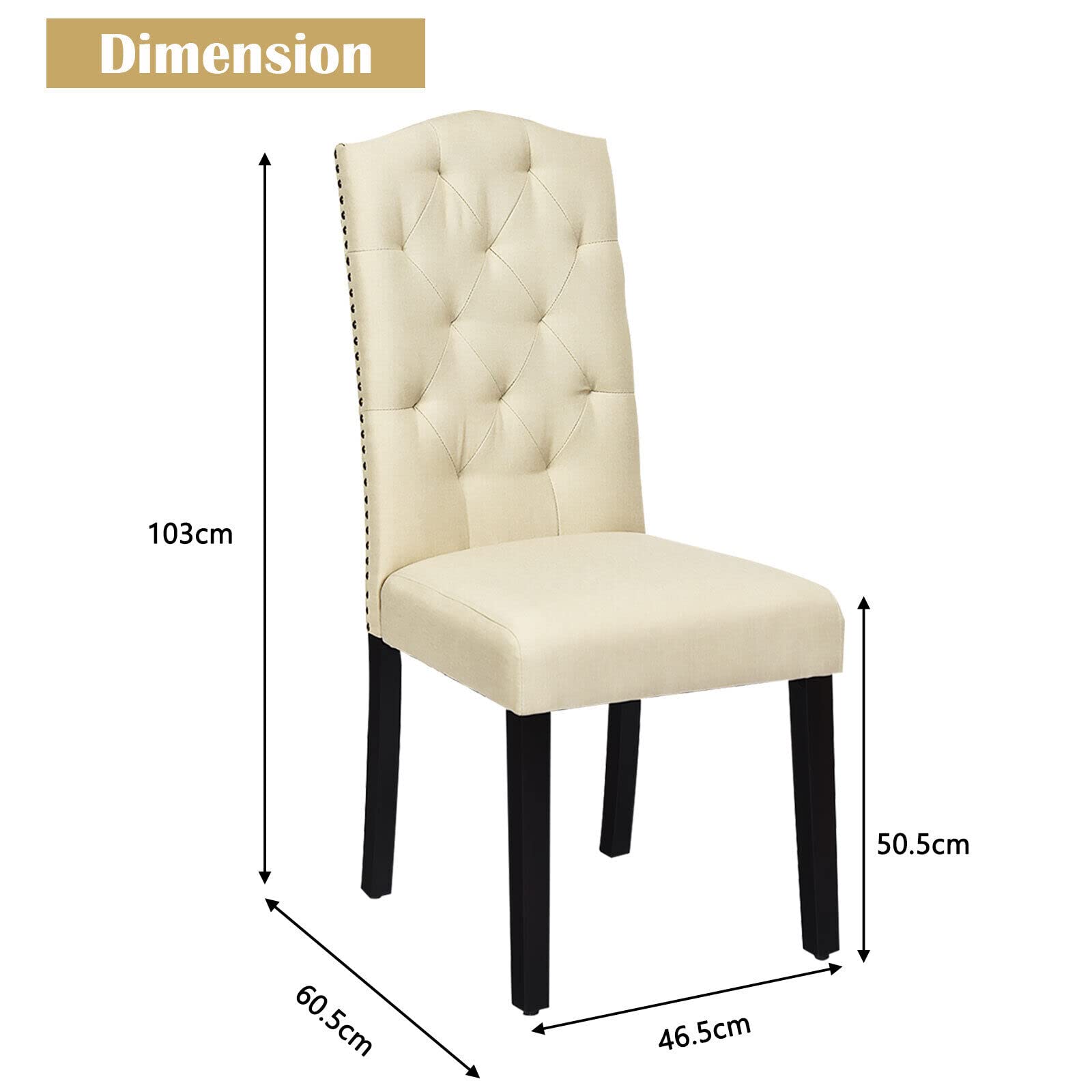 Giantex 2 Pcs Dining Chairs Tufted Upholstered Seat