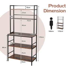 Giantex 5-Tier Freestanding Kitchen Bakers Rack with Hutch