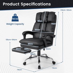 Soft Padded Office Chair, Ergonomic Adjustable Reclining Chair