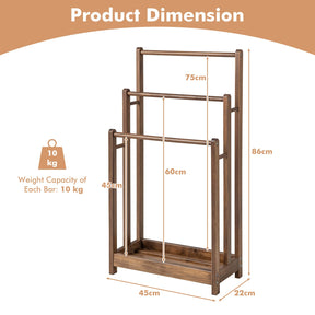 Freestanding Wood Towel Rack, 3-Tier Towel Rack Holder with Bottom Storage Shelf, Anti-toppling Device