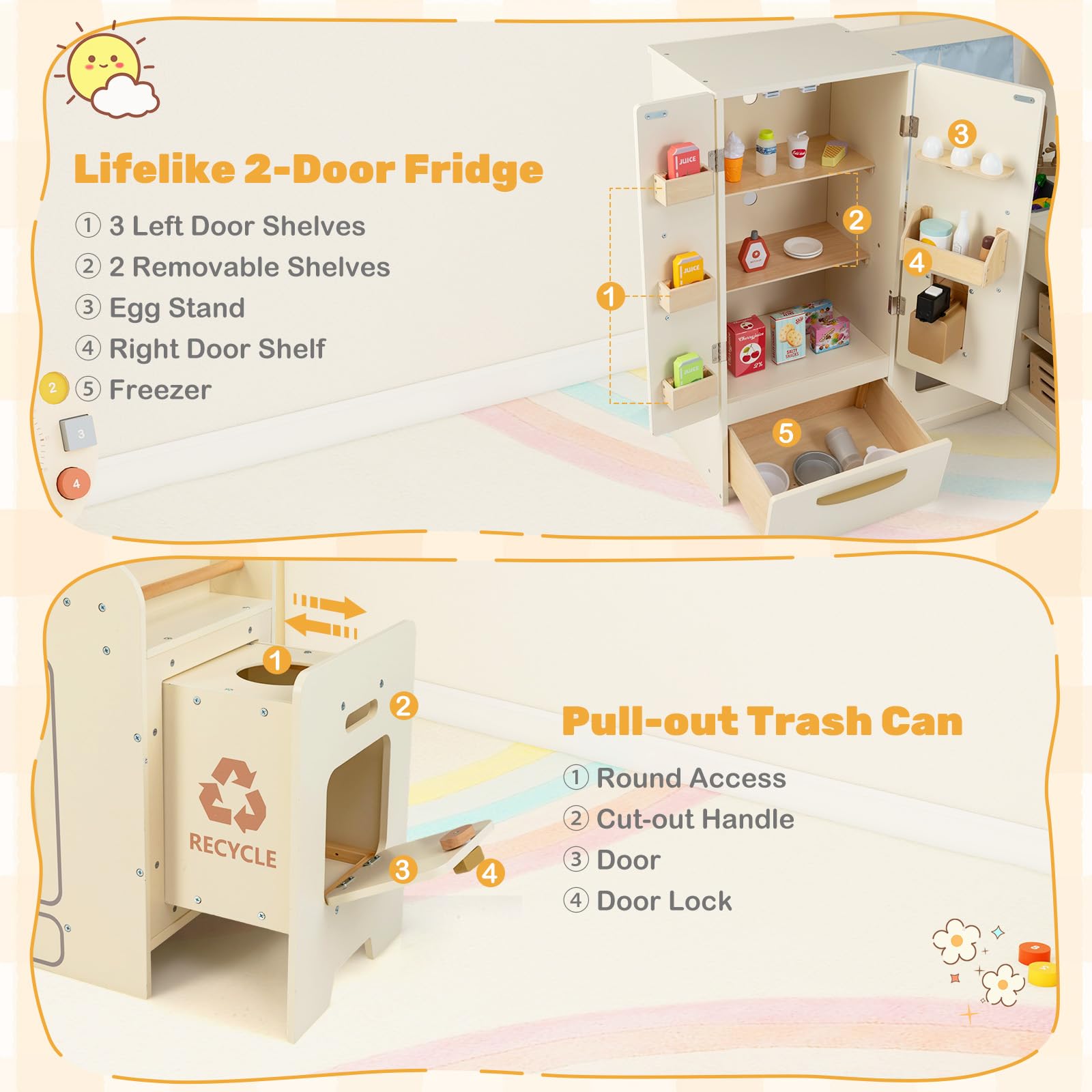Corner Play Kitchen with Lights and Sounds Large Pretend Kitchen Playset
