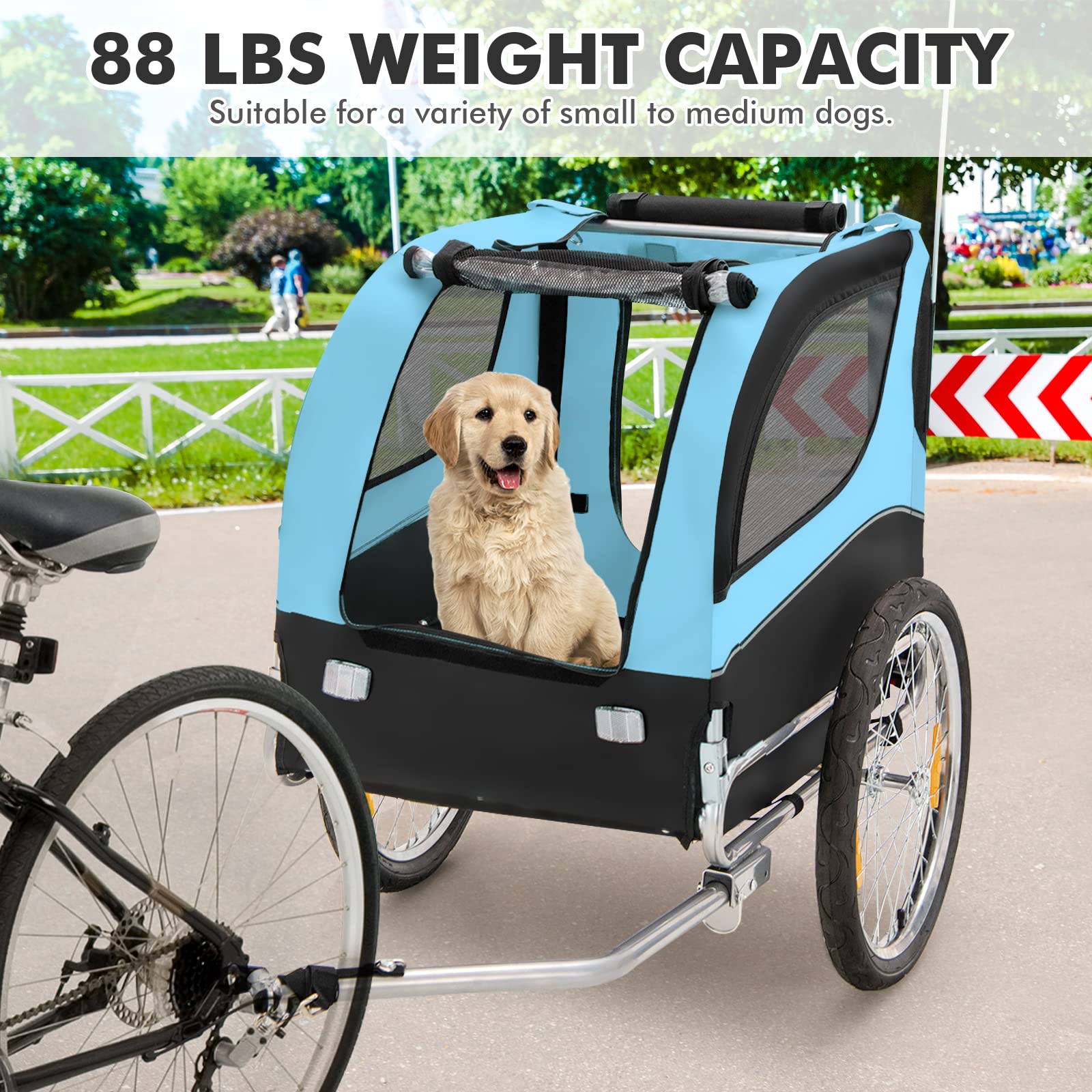 Pet Bike Trailer Holds 40kg Bicycle Trailer for Small & Medium-Sized Dogs