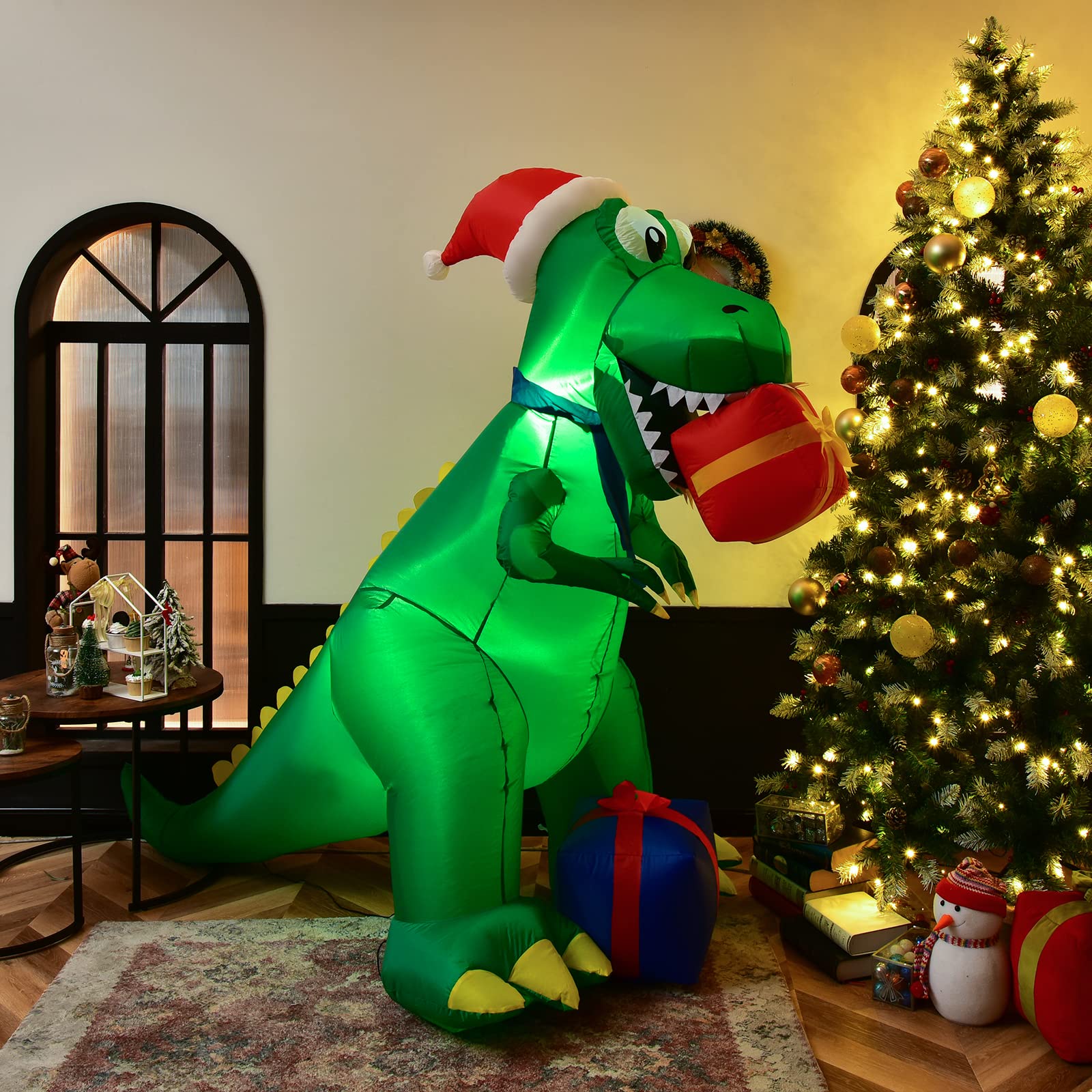 180 CM Christmas Inflatable Dinosaur with LED Lights for Yard & Deck
