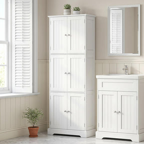 Tall Bathroom Storage Cabinet with 6 Doors, 60 x 30 x 160 CM
