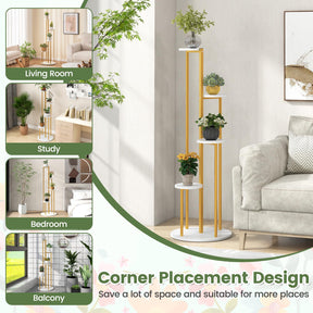 Indoor Metal Plant Stand, 125 CM Tall Corner Plant Shelf for Potted Plant