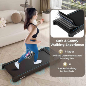 140kg Capacity Under Desk Treadmill Walking Pad w/Remote & APP Control LED