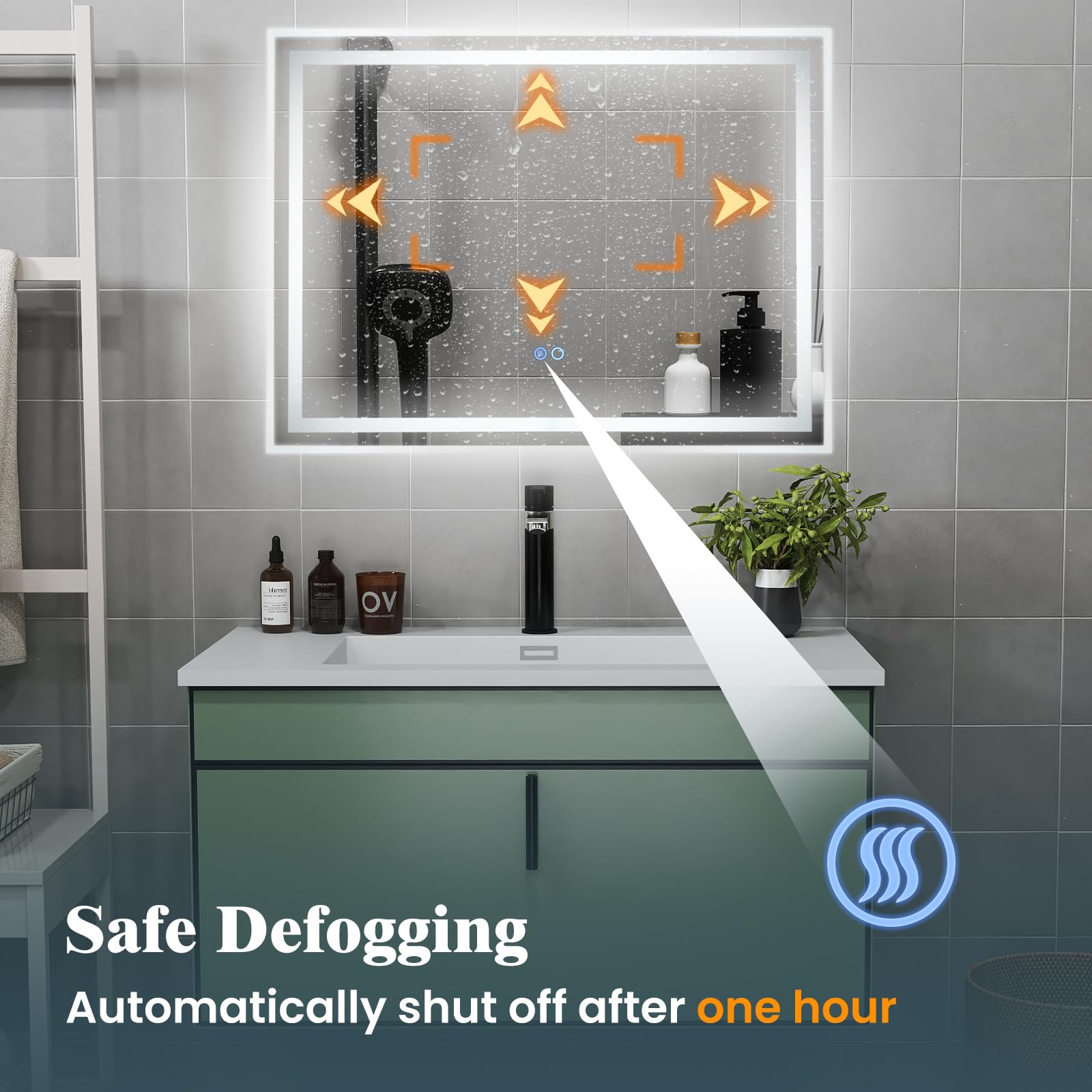 80 x 60 CM Rectangular LED Bathroom Mirror Wall-Mounted Mirror with 3-Color Dimmable Lights