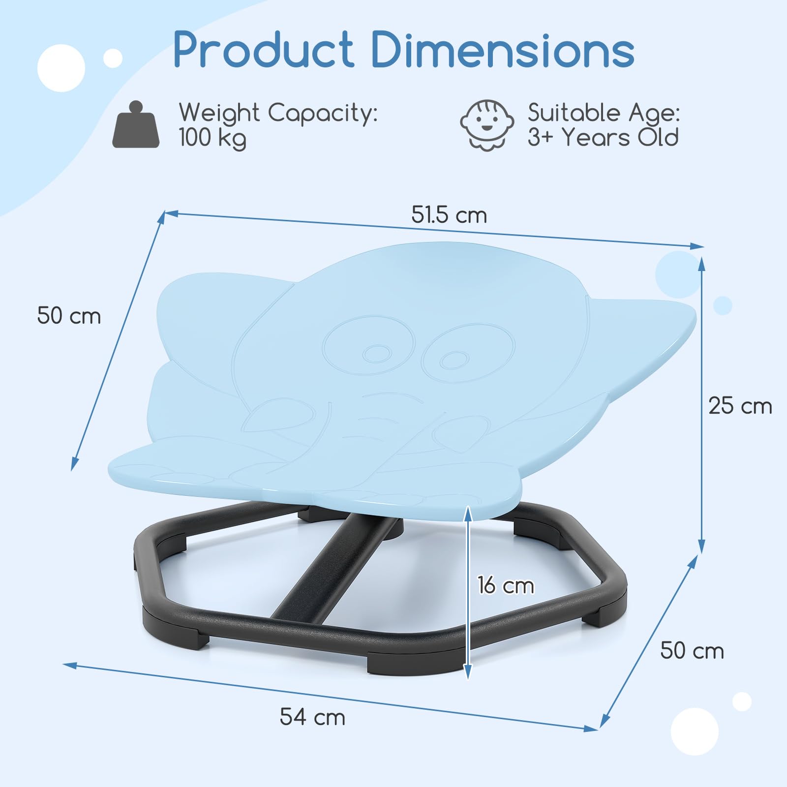 Elephant Sensory Swivel Chair with Non-Slip Metal Base for Autistic Kids