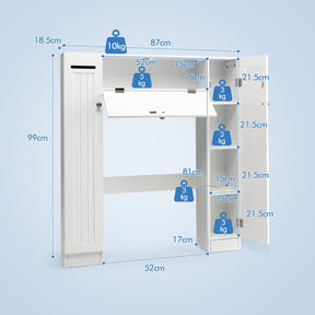 Giantex Over The Toilet Storage Cabinet, Freestanding Toilet Organizer w/Adjustable Shelves & Toilet Paper Holders, White