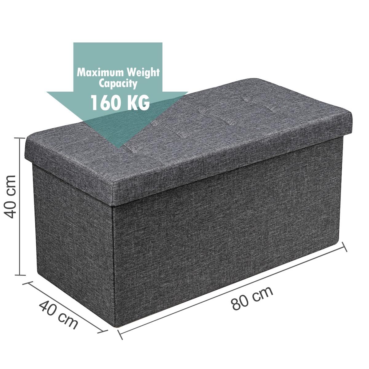Giantex 80 cm Fabric Foldable Storage Ottoman, Toy Chest with Removable Storage Bin