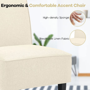 Giantex Upholstered Accent Chair, Linen Fabric Single Sofa Armless Chair