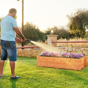 Raised Garden Bed, Fir Wood Planter Box with 2 Drainage Holes & 3 Added Bottom Crossbars