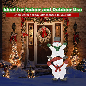 Christmas Santa Snowman, Lighted Pre-Lit LED Xmas Santa & Snowman