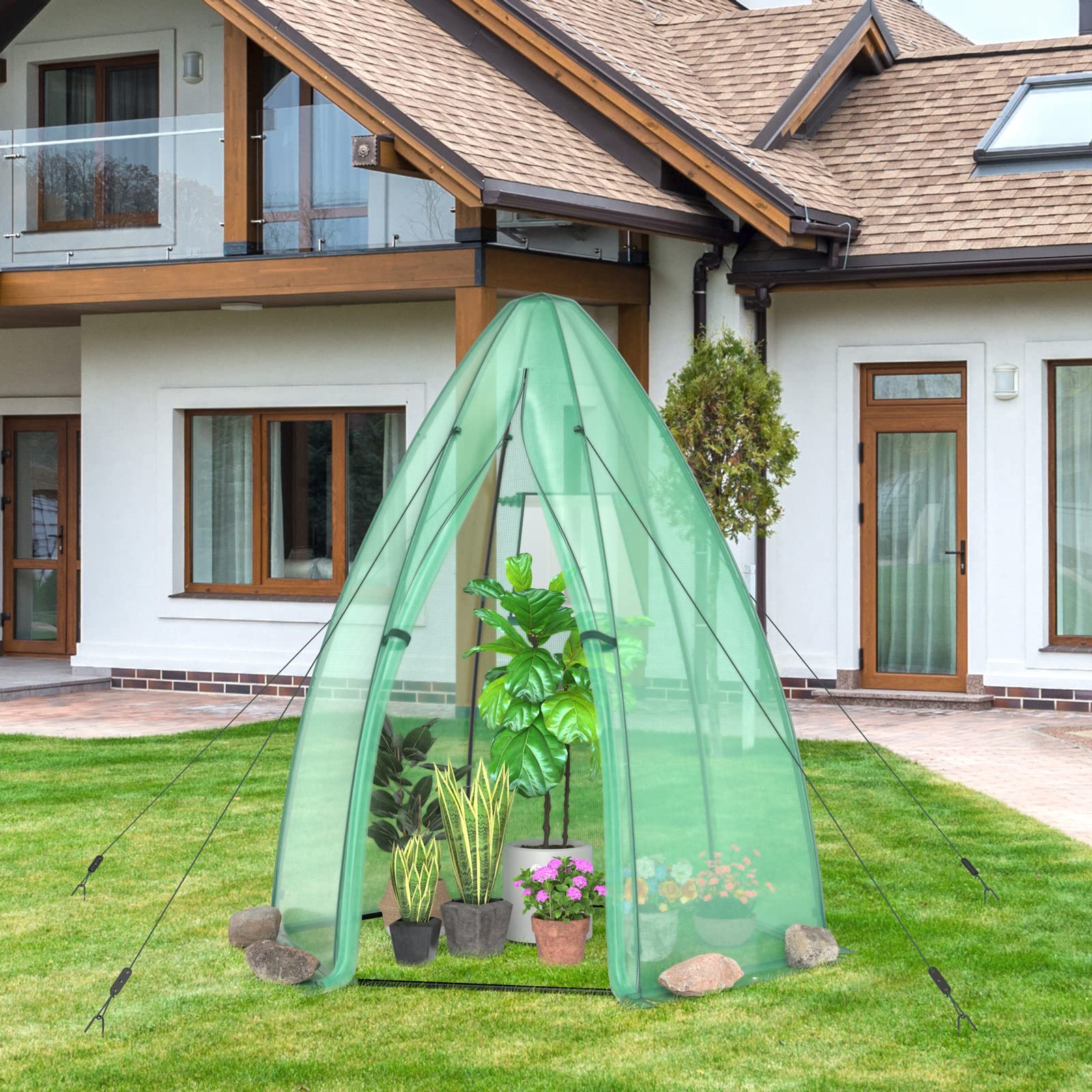 Mini Greenhouse for Indoor & Outdoor, Portable Walk-in Greenhouse w/ Waterproof PE Cover