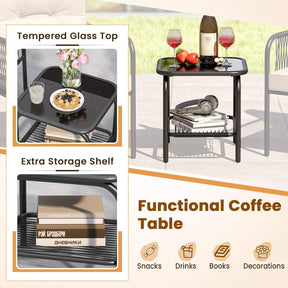3 Pieces Patio Bistro Set, PE Rattan Furniture Set