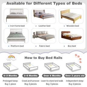 176CM Toddler Bedrail, Extra Tall Safety Bed Guardrail W/Anti-Collision Cotton & Side Pocket