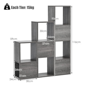 Giantex Wooden 9-Cube Bookcase, Free Combination Bookshelf, Multifunctional Storage Organizer, Grey