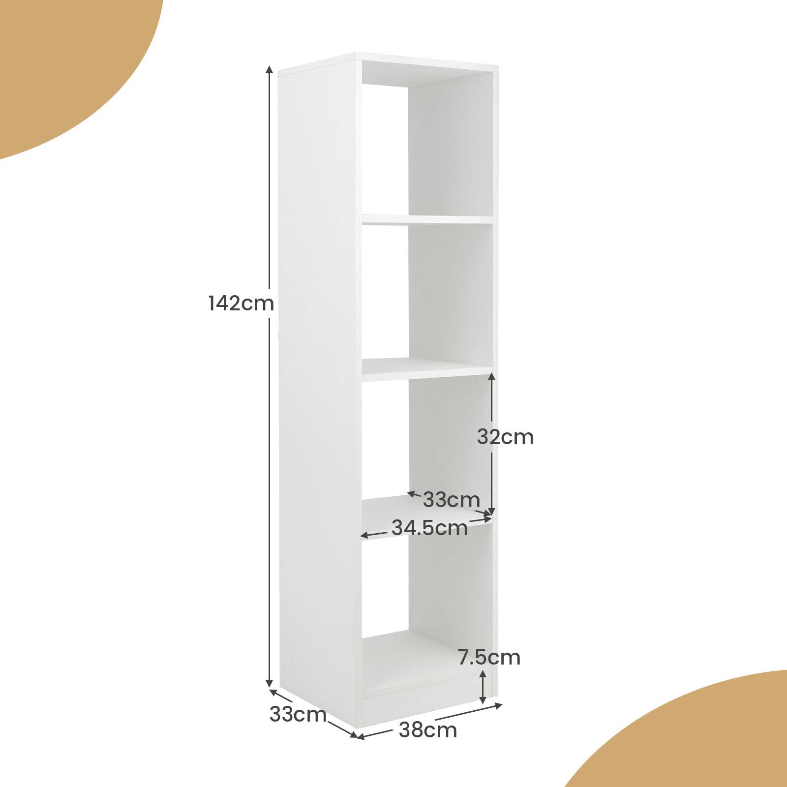 Giantex 4 Tier Bookcase, Floor Standing Open Bookshelf